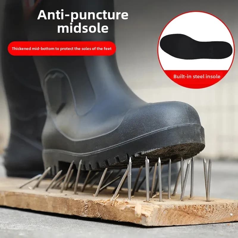 Bottes de pluie homme sécurité embout acier genou anti-écrasement réparation auto mine pêche