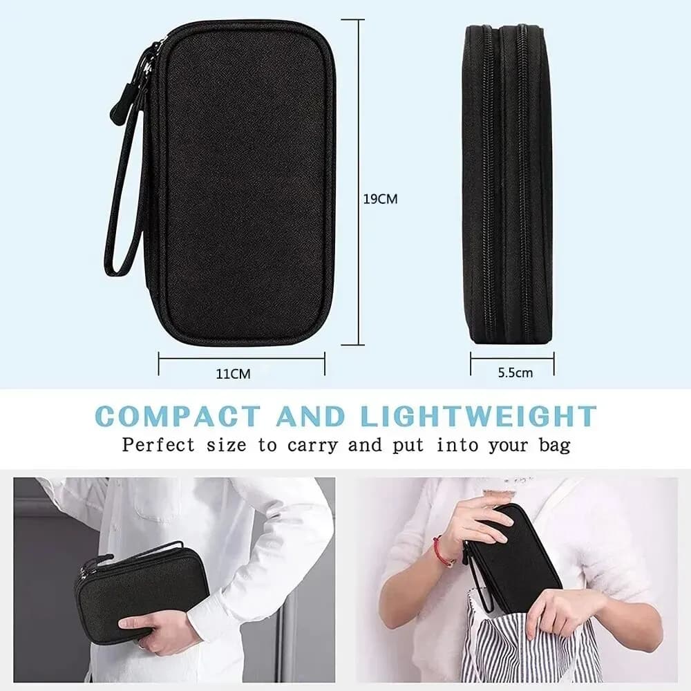 Pochette organisatrice câbles étanche pour voyage - rangement portable double couche pour accessoires électroniques