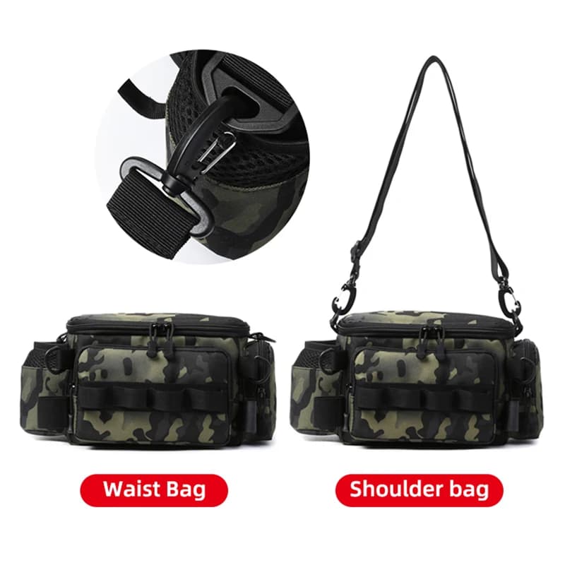 Sac banane pêche multifonction avec compartiments - Stockage leurres et accessoires de pêche