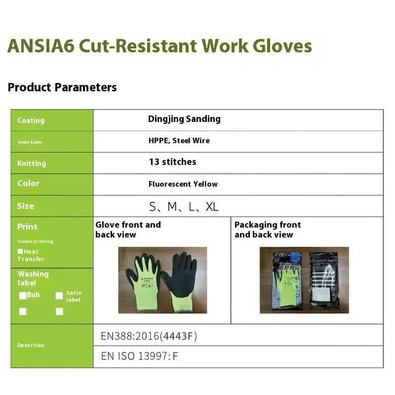 Gants épais A6 résistants aux coupures et perforations avec fil d'acier pour protection extérieure