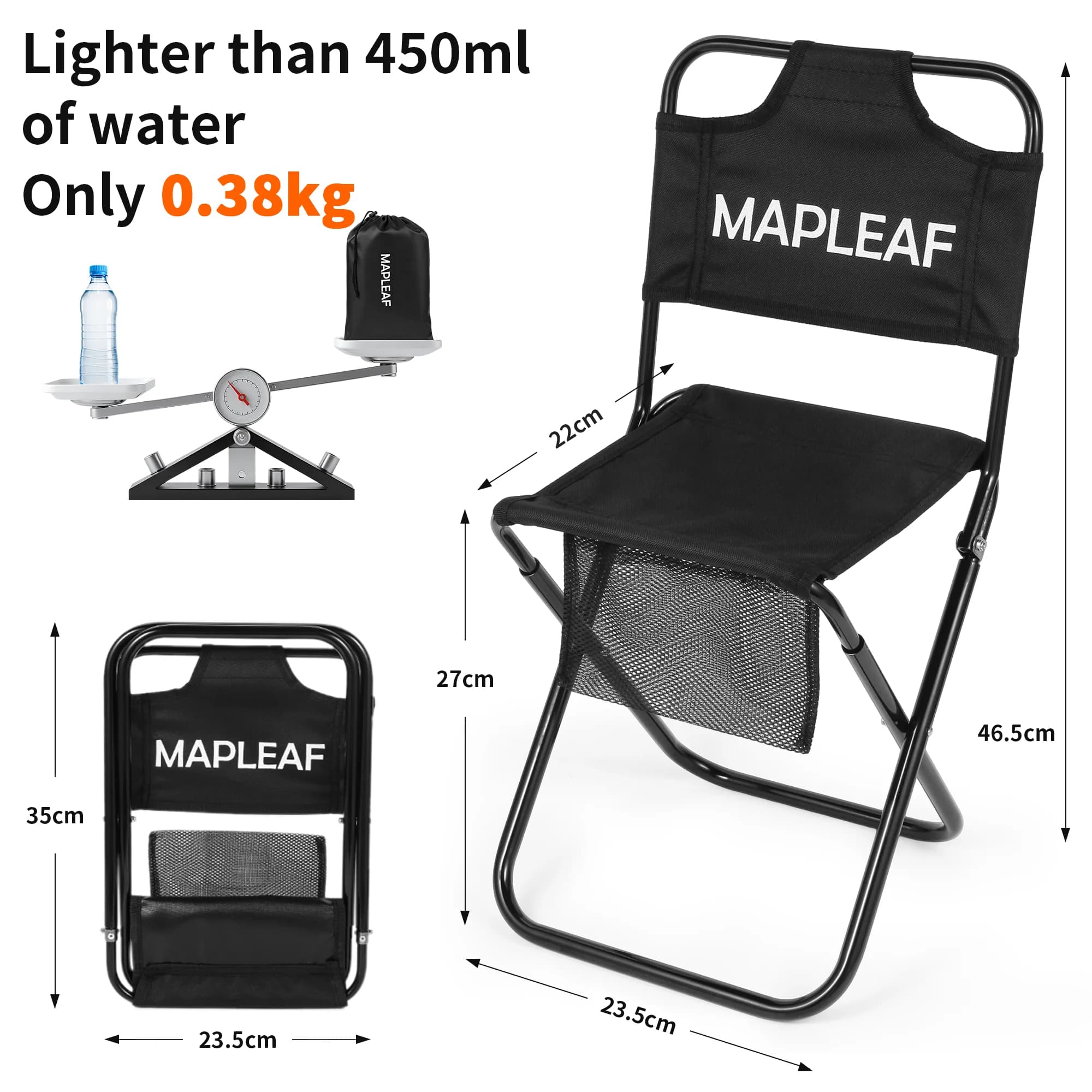 Chaise plage MAPLEAF ultra légère pliante voyage randonnée pêche camping pique-nique