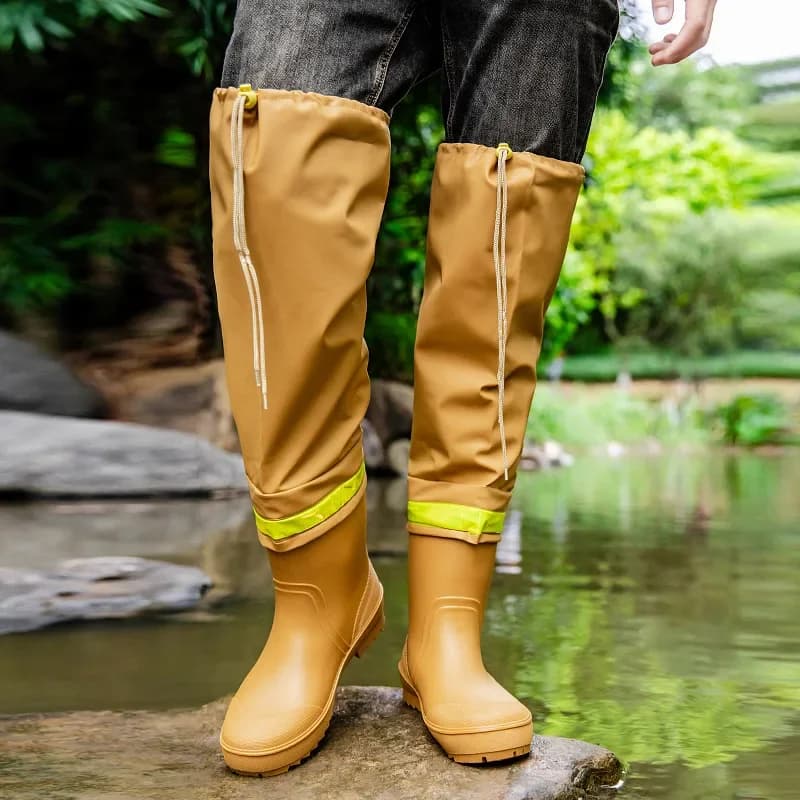 Bottes de pluie homme pêche genou imperméables caoutchouc outdoor bottes longues tube botas lluvia