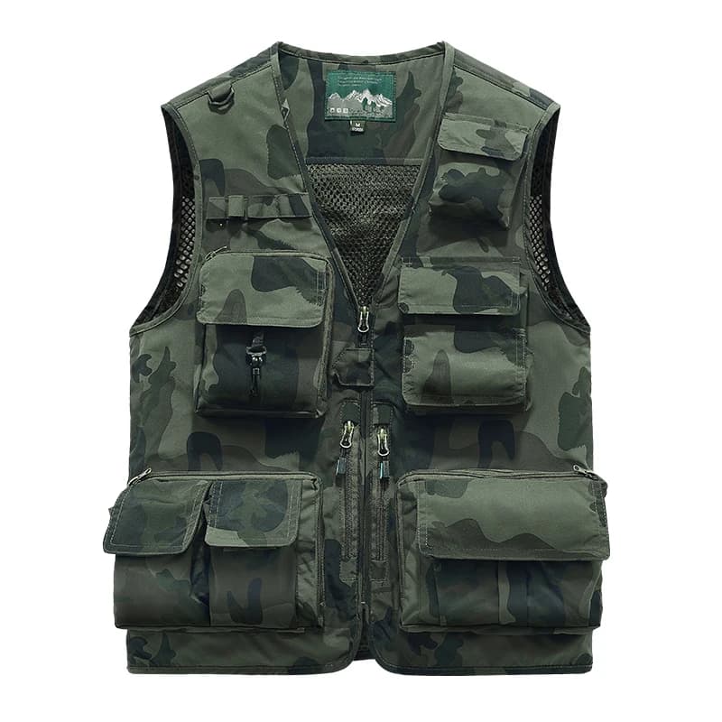 Veste camouflage homme sans manches été multi-poches pour pêche travail et loisirs