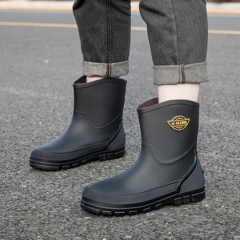 Bottes mi-mollet pêche homme imperméables antidérapantes semelles épaisses résistantes douces