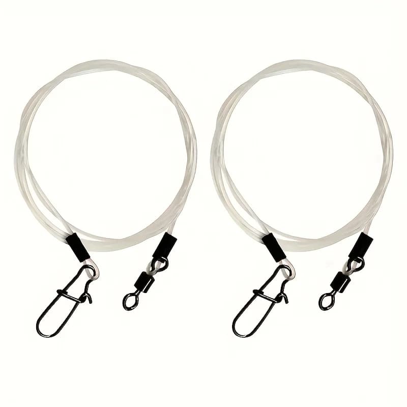 12 bas de ligne fluorocarbone avec émerillons tournants 360° pour pêche brochet, black bass mer et eau douce
