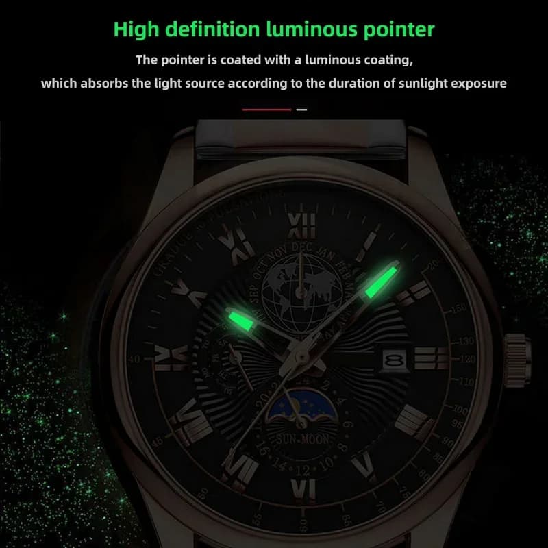 Montre sport homme luxe 2024 étanche lumineuse cuir quartz avec date - Montre bracelet homme mode