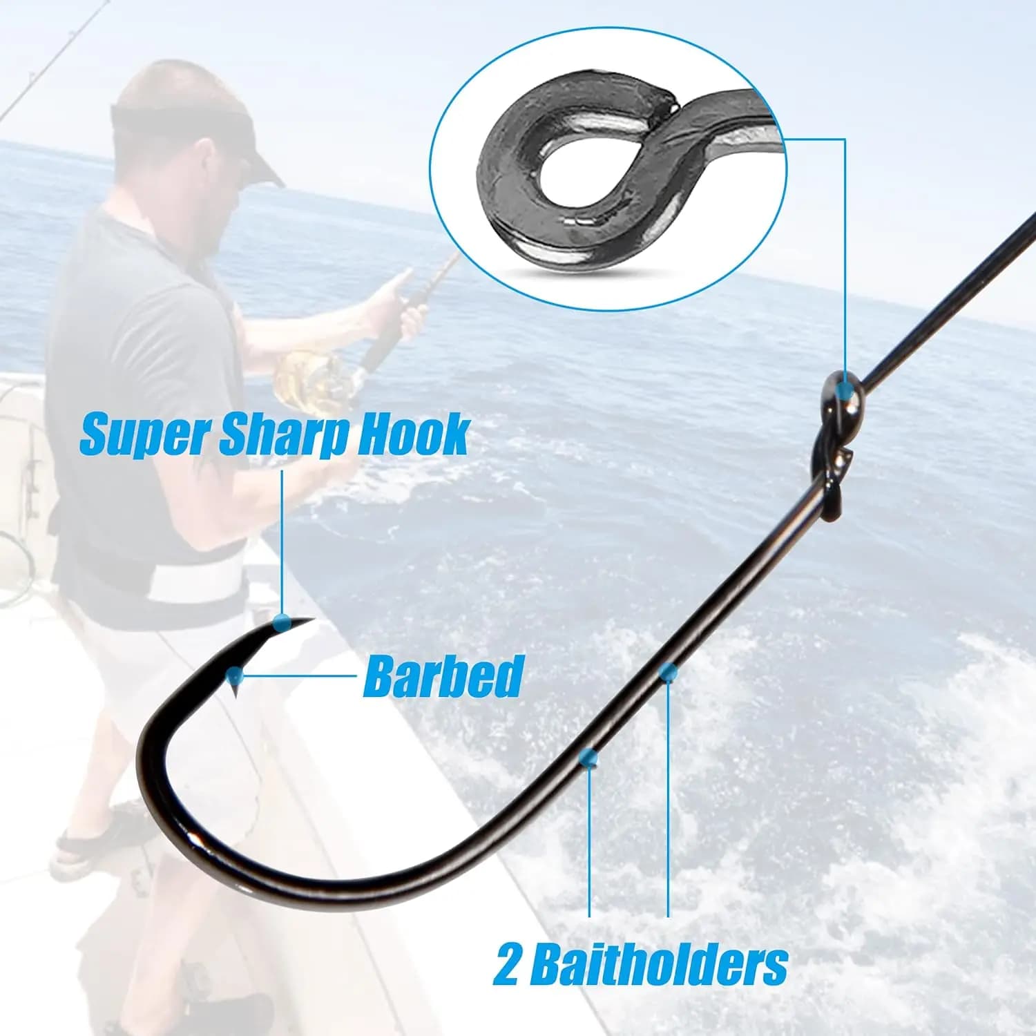 Montage fishing hook avec leader rig et rolling swivel pour pêche en eau douce et pêche au vif