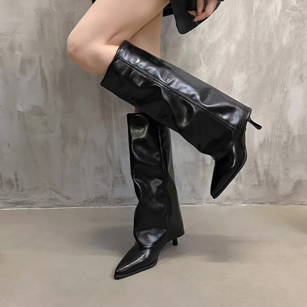 Bottes épaisses pointues sexy couleur unie - Tendance 2024 pêche automne hiver tailles 35-42
