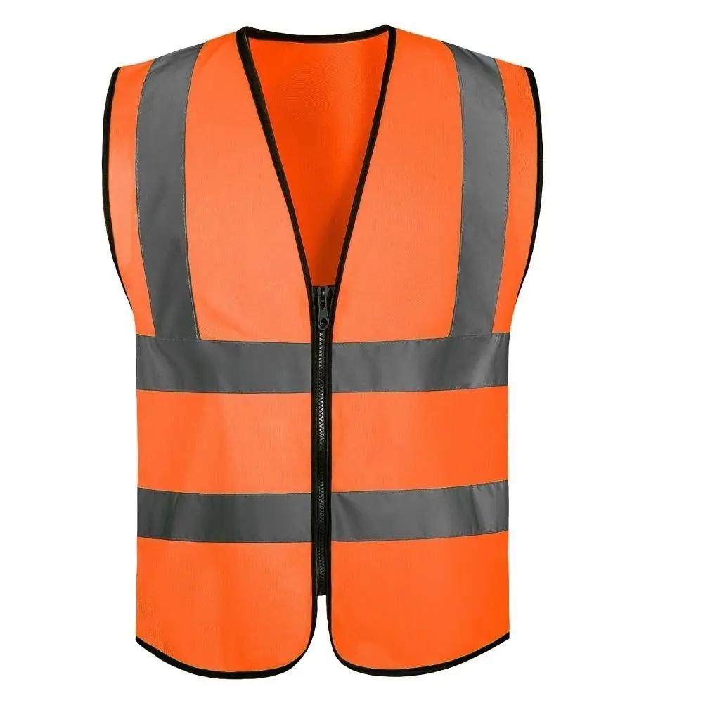 Veste sécurité haute visibilité pêche - Bandes réfléchissantes avant zip - Uniforme entrepôt pêche