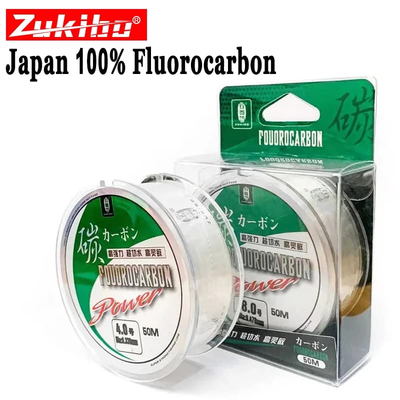 Ligne fluorocarbone ZUKIBO 50M 100% vrai japonaise leader transparent pêche fine