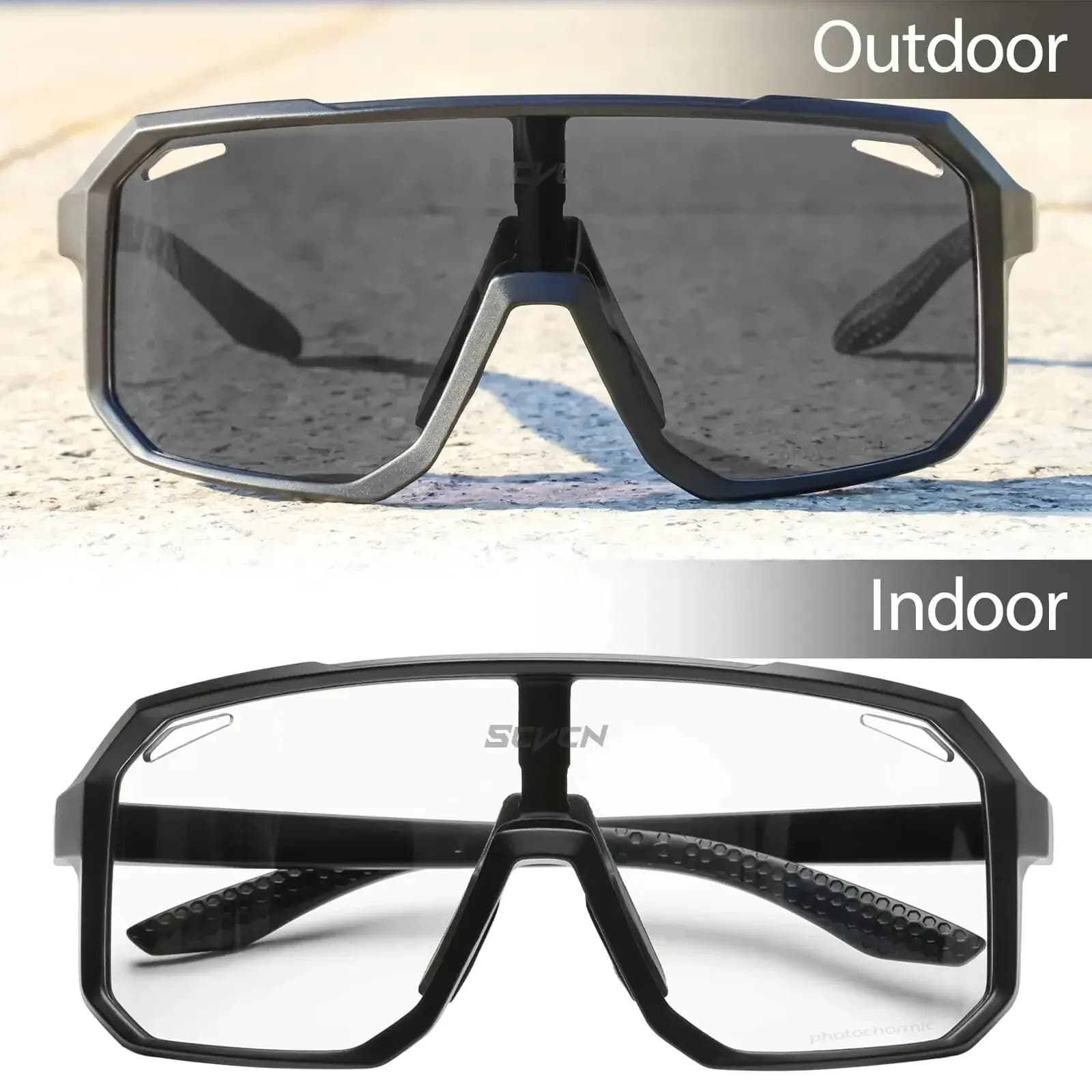 Lunettes cyclisme photochromiques unisexe - Protection UV pêche vélo sports extérieurs montagne
