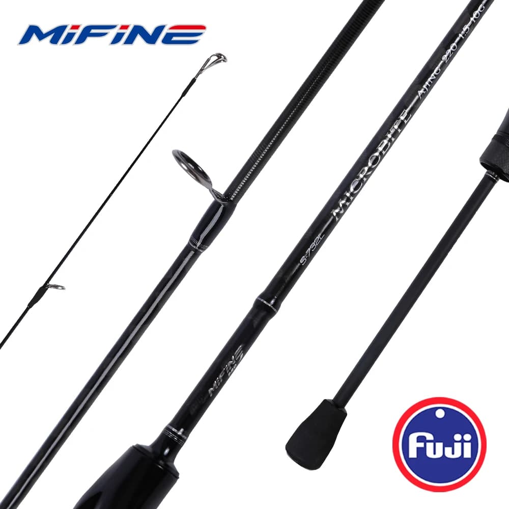 Canne ajing MIFINE MICROBITE XUL-UL 2-5g - Pêche rock mer eau douce action rapide 40T/46T carbone