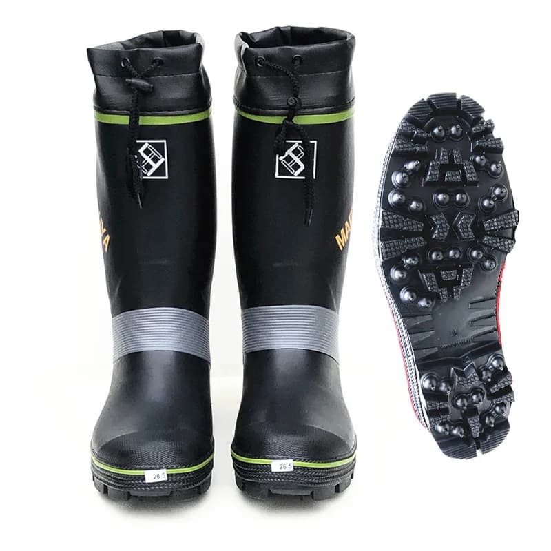 Bottes de pêche anti-dérapantes semelle crampons caoutchouc étanches protection orteils chaussures roche