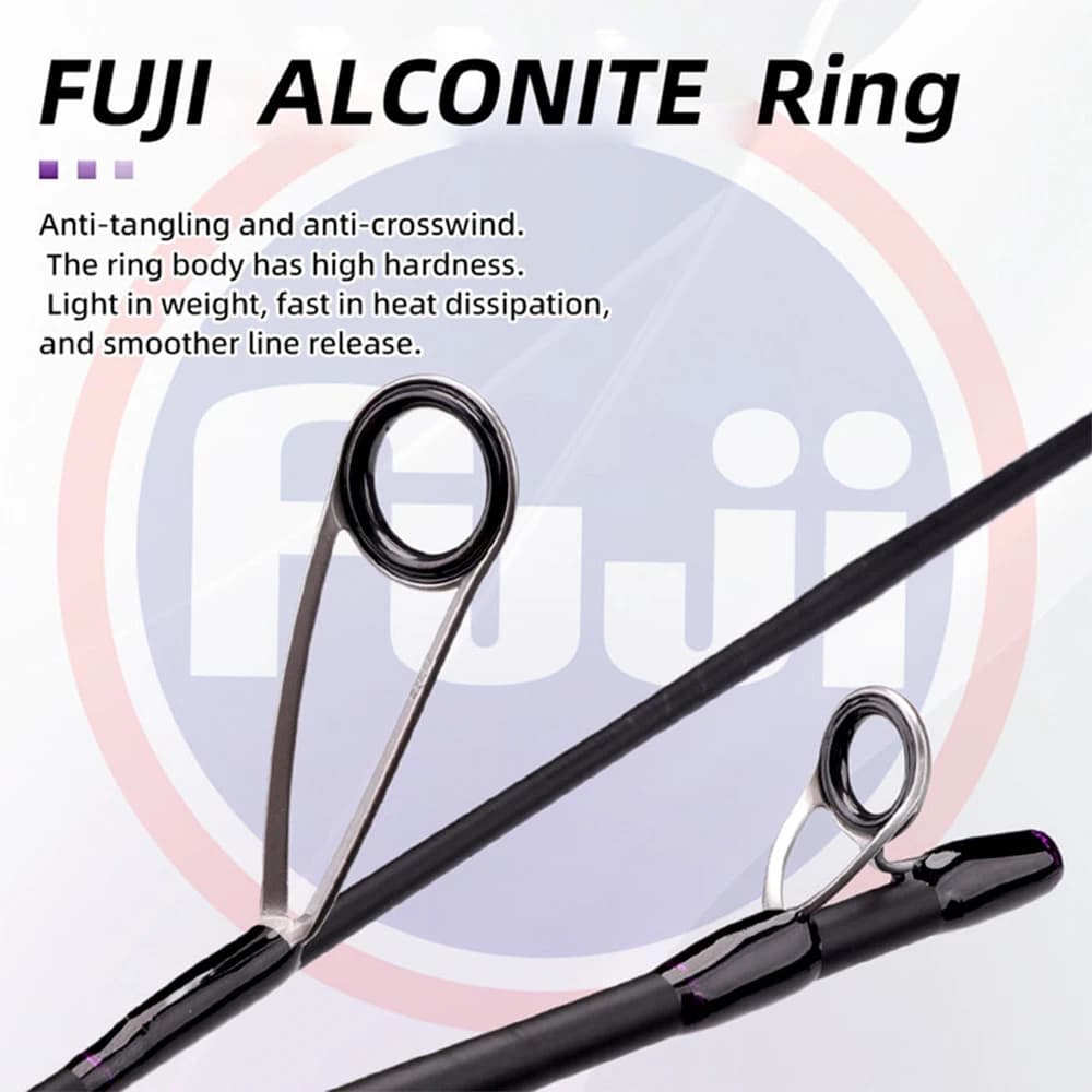 Canne télescopique FishingFans avec guides Fuji Alconite portable pour pêche nomade