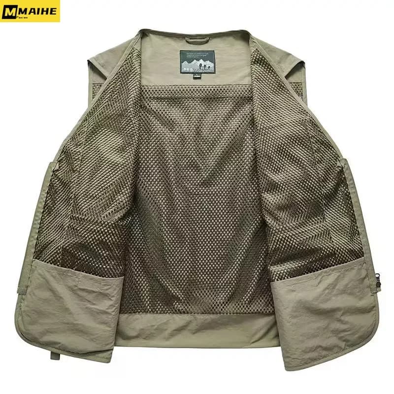Veste tactique pêche 14 poches été - Veste cargo sans manches respirante pour homme