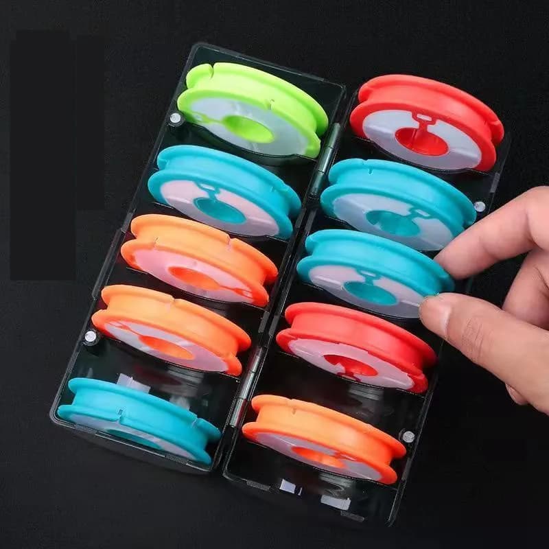 Boîte rangement ligne pêche arc-en-ciel - Bobine silicone 6-10 broches qualité professionnelle