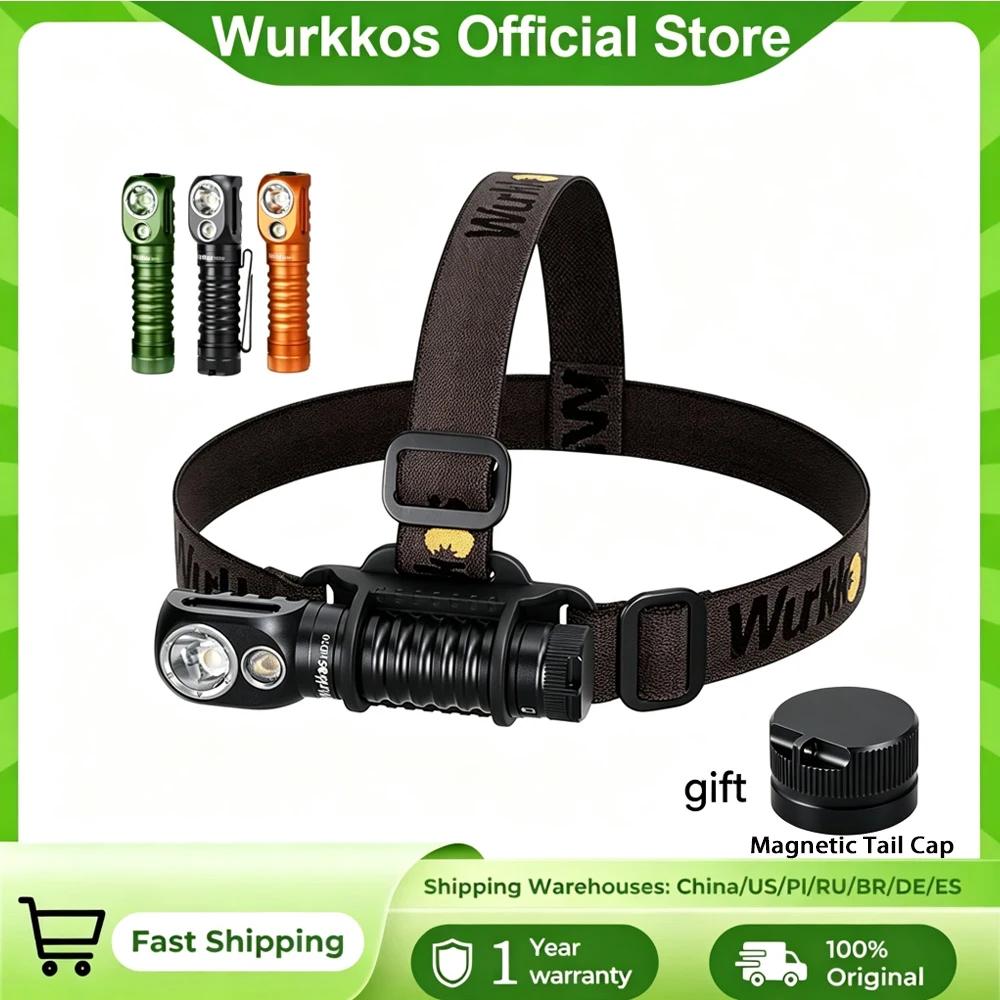 Frontale Wurkkos HD20 double LED 2000lm rechargeable inversée pour pêche professionnelle et EDC