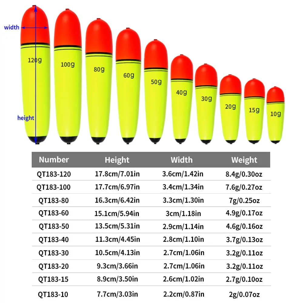 Flotteurs de pêche EVA 10g-120g pour rivière et mer - Flotteurs longs pour carpe et pêche en mer