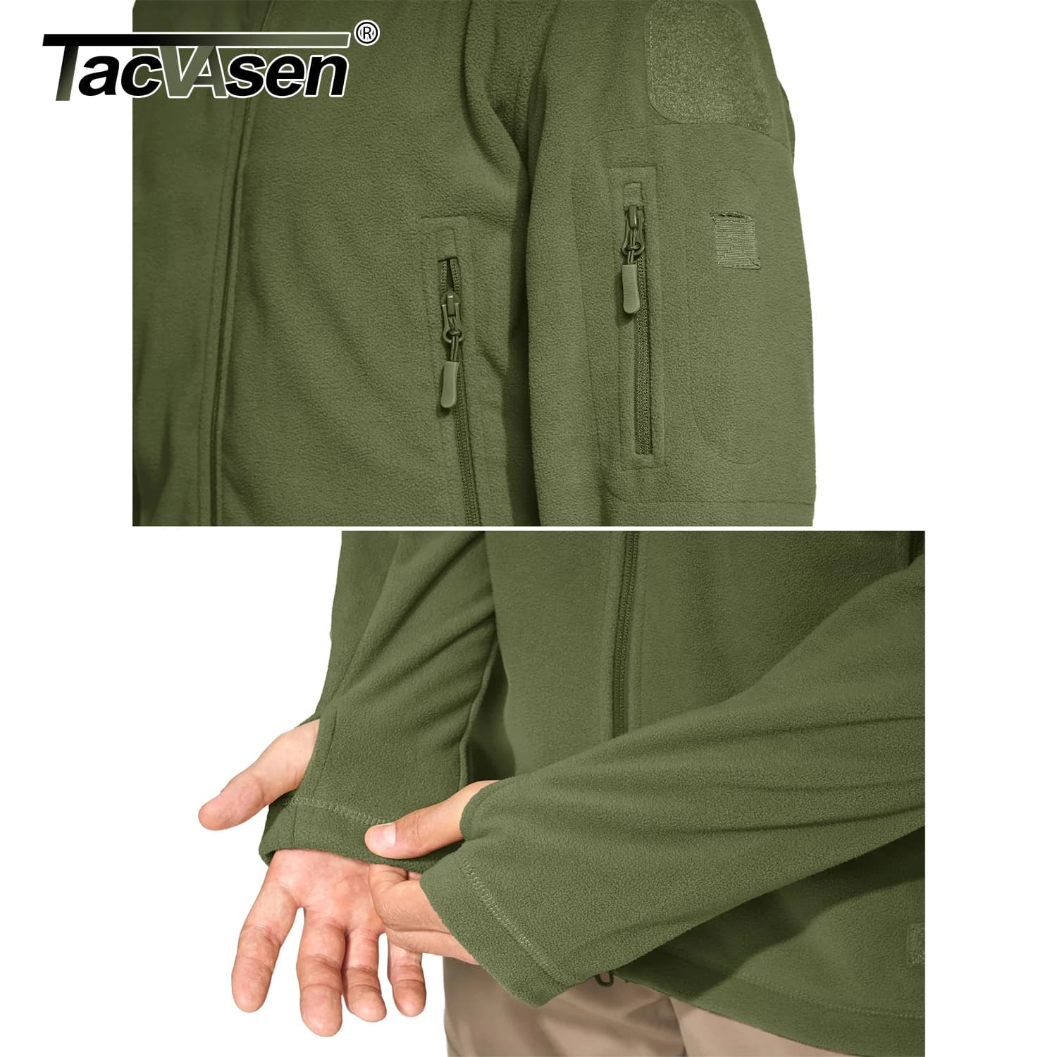 Veste polaire TACVASEN à capuche multi-poches - Vêtement technique pour pêche, randonnée et activités extérieures