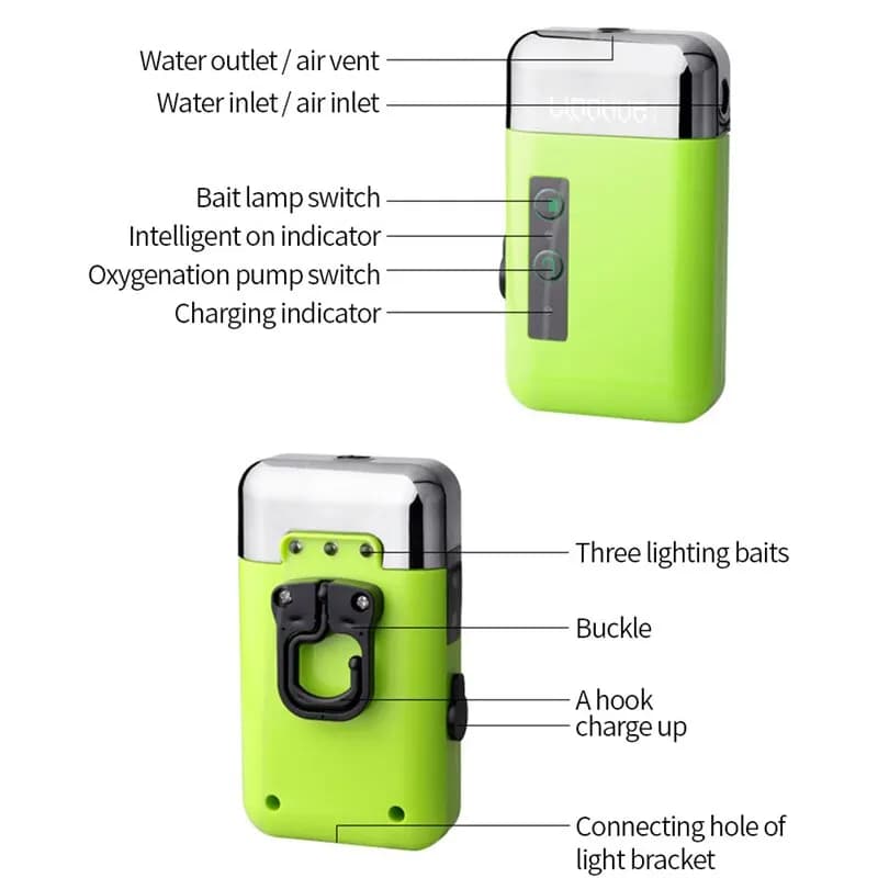 Pompe à air et eau rechargeable avec capteur - Accessoire multifonction pour oxygéner l'eau de pêche