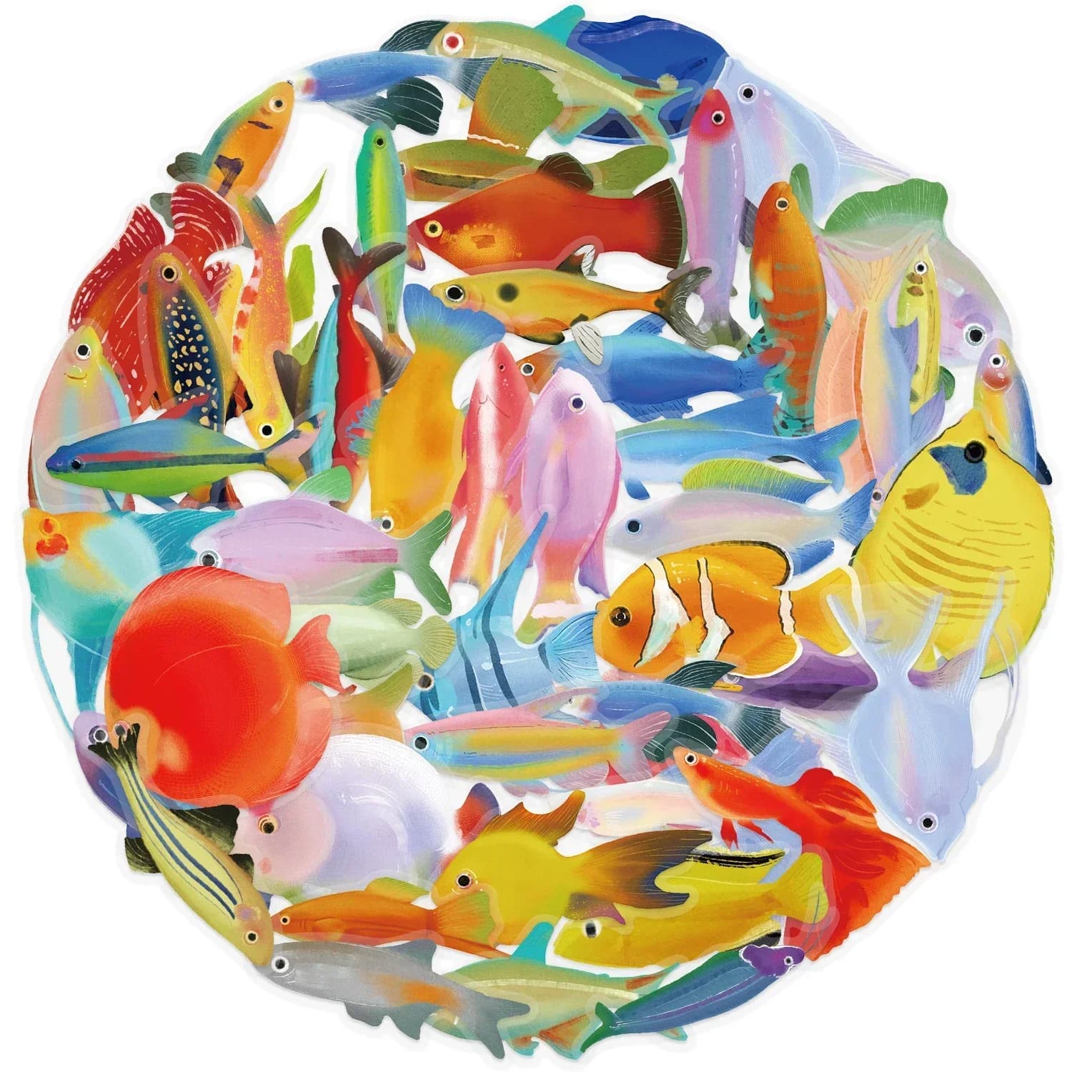 Autocollants poissons et créatures marines 50 pièces - Décoration boîte à pêche et équipements