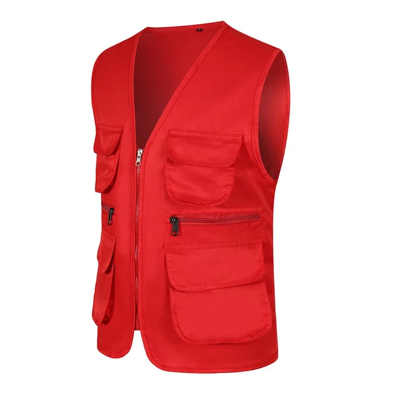 Gilet multi-poches sans manches homme - Veste pêche randonnée photo travail extérieur grande taille