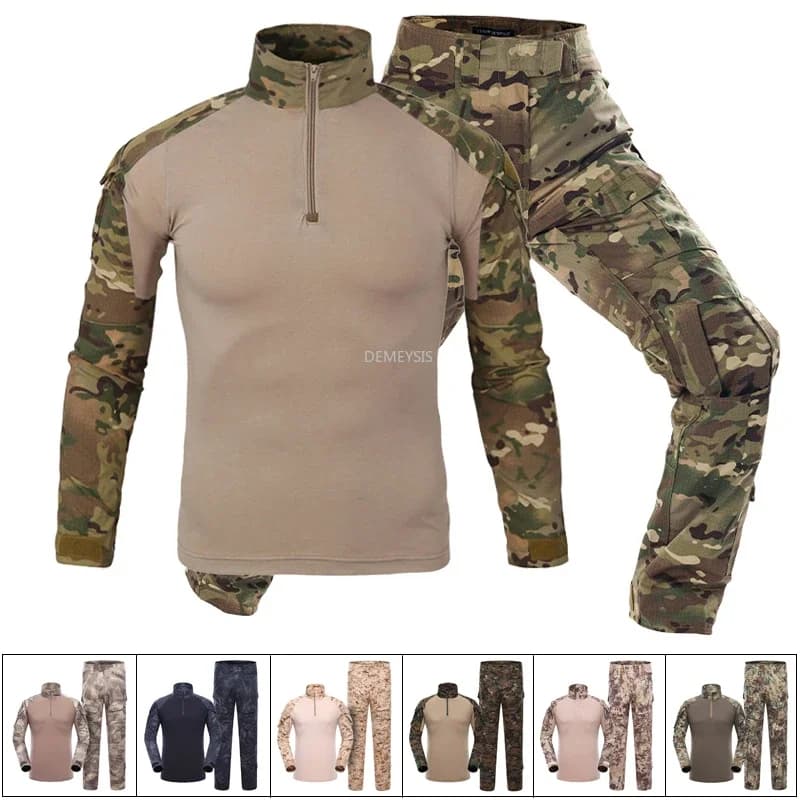 Tenue camouflage tactique confortable manches longues cargo pour paintball pêche sport