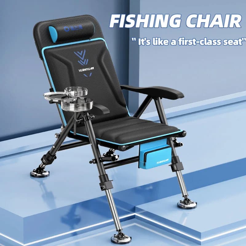 Fauteuil pêche pliant confortable à pieds télescopiques léger camping activités extérieures