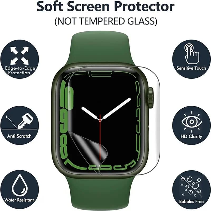 Protections écran hydrogel 5 pièces pour Apple Watch Ultra 49mm et modèles 40-45mm pêche étanche