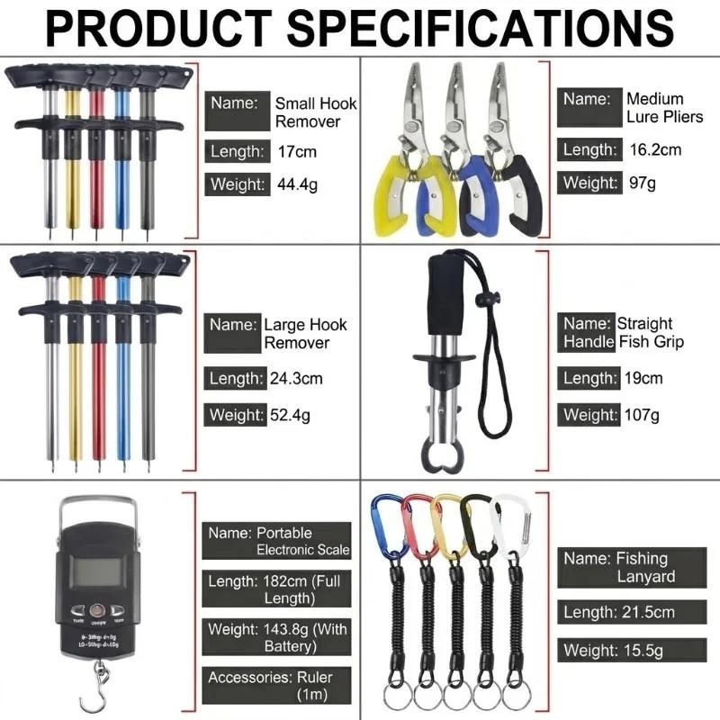Kit d'outils pêcheur pro avec échelle numérique et pince bleue - Équipement résistant eau salée