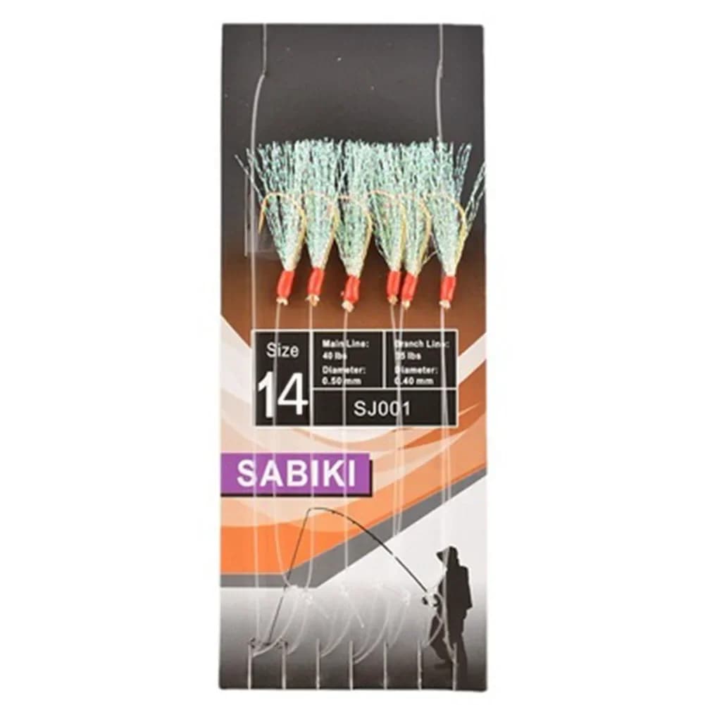 Pack de 6 leurres sabikis souples avec plumes - Montages pour maquereau et pêche en mer