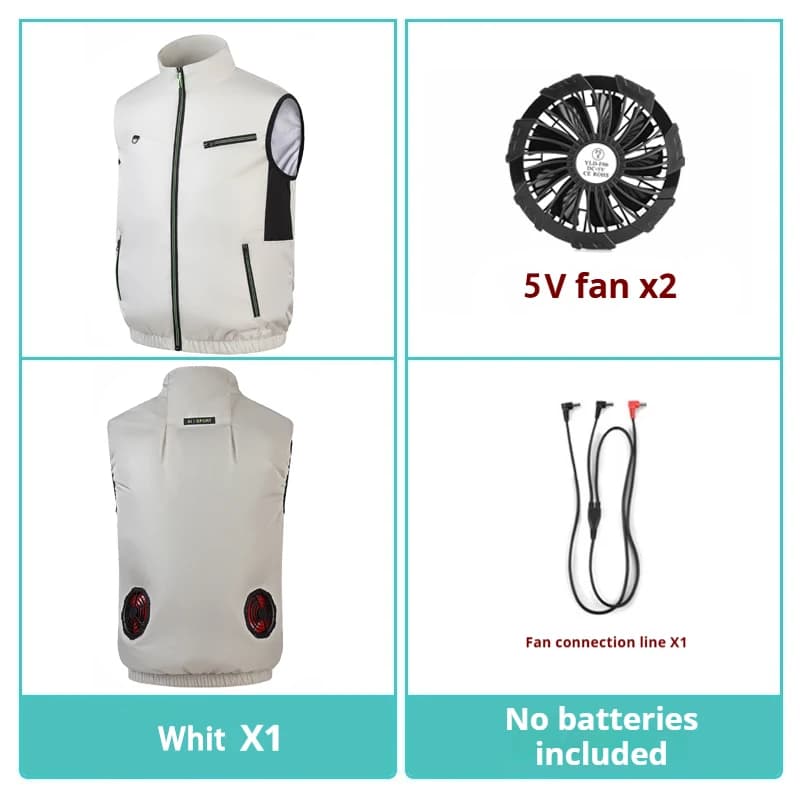 Gilet rafraîchissant climatisation portable pêche été ventilateur rechargeable prévention coup de chaleur