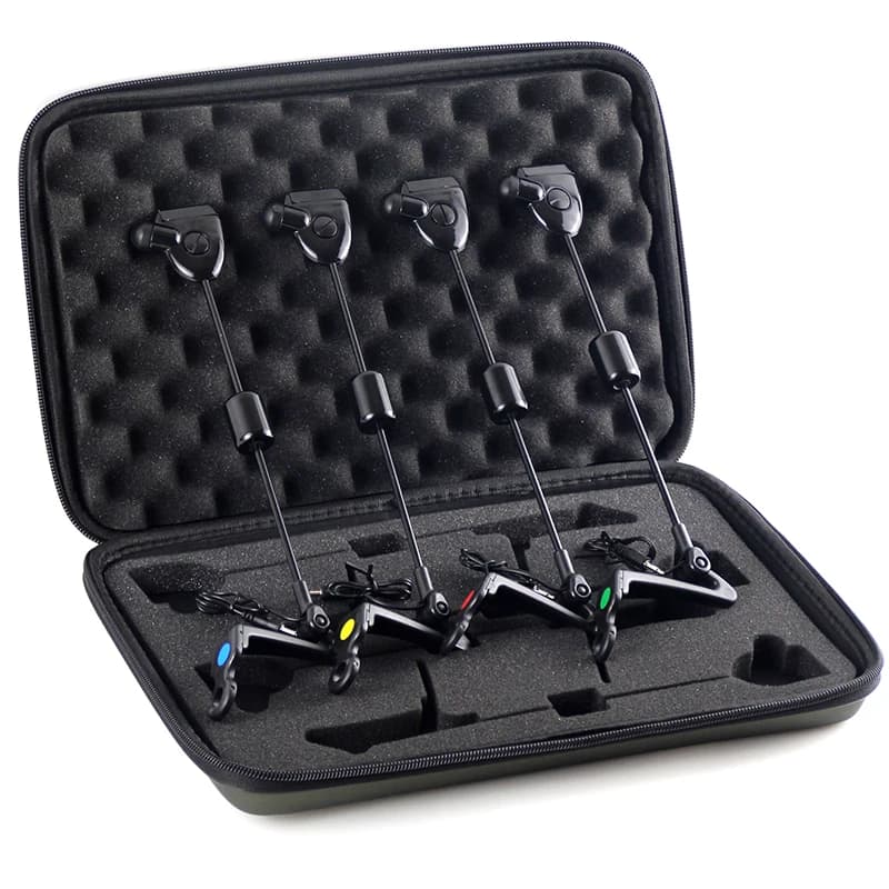 JSFUN Set Swinger Carp Fishing avec LED Illuminé 4 Couleurs dans Étui Zippé pour Pêche Nocturne Carpe
