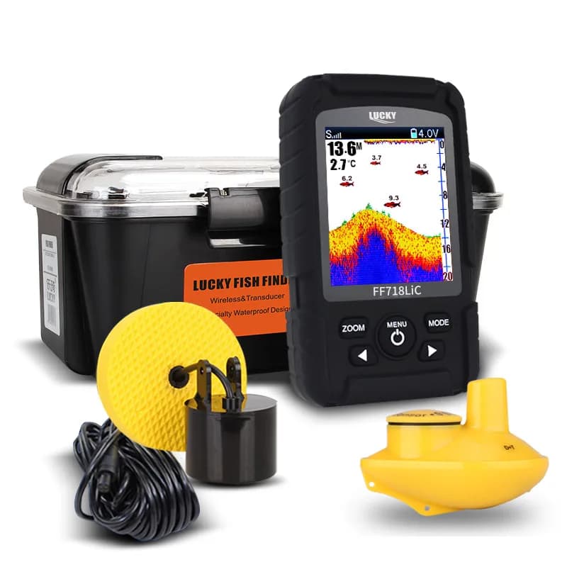 Détecteur poissons portable Lucky FF718LIC sans fil capteur sonar alarme profondeur 2-en-1 pêche