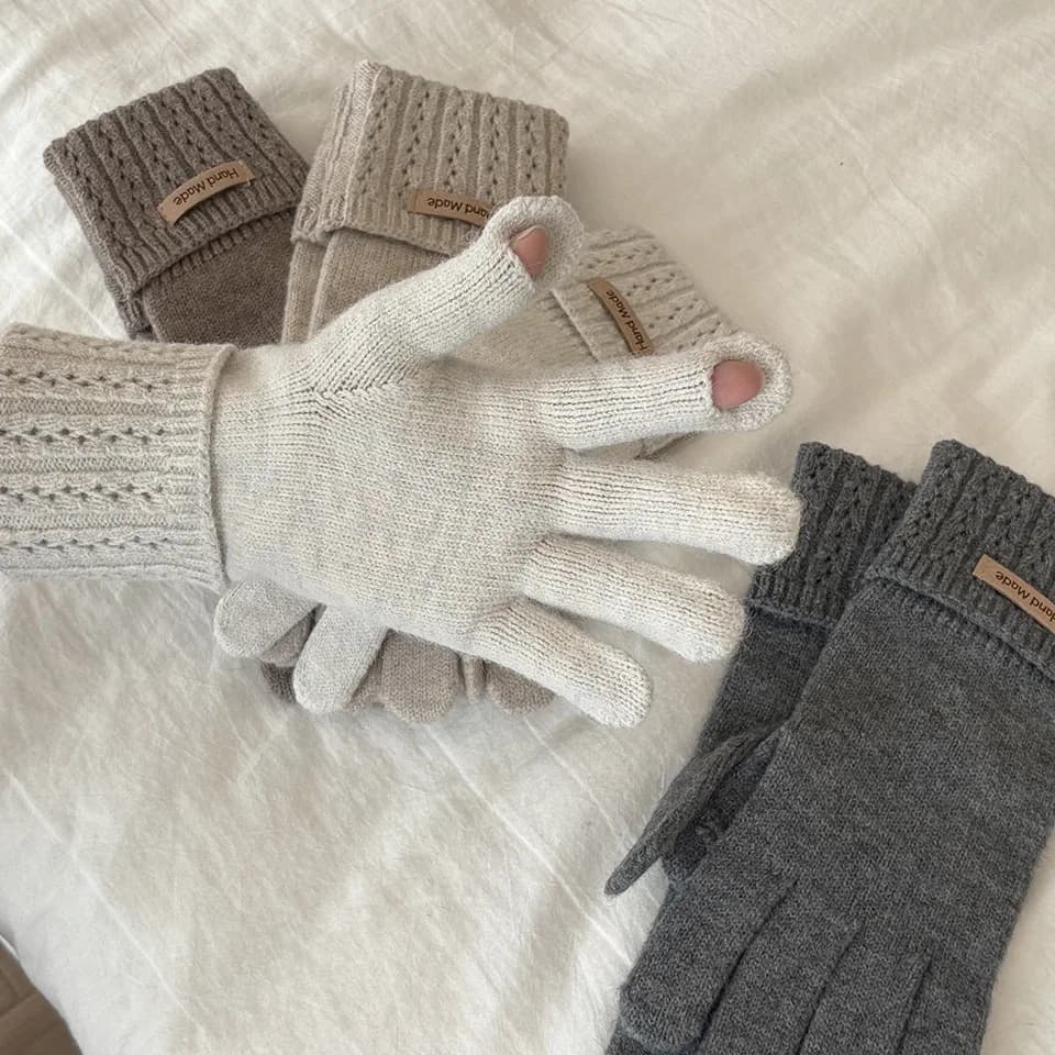 Gants tricotés coréens femme doigts manquants tactile lavables qualité premium pêche urbaine