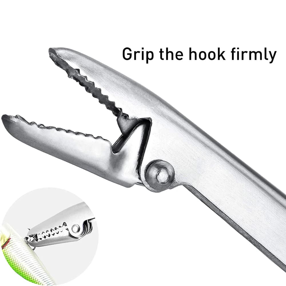 Stainless Steel Unhooking Device Fish Clamp Clip Catch Remover Plier Fishing Hoo