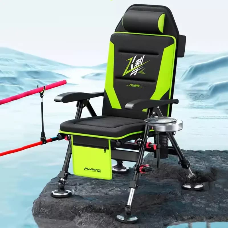 Chaise de pêche inclinable multifonction - Siège pliant portable style européen pour camping extérieur