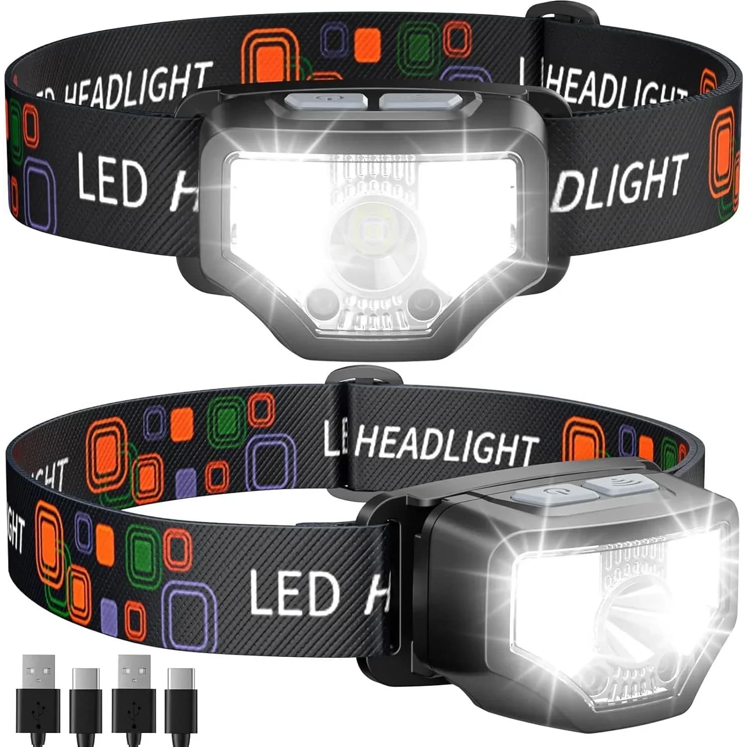 Frontale rechargeable 1200 lumen détecteur de mouvement pour pêche, running et cyclisme étanche