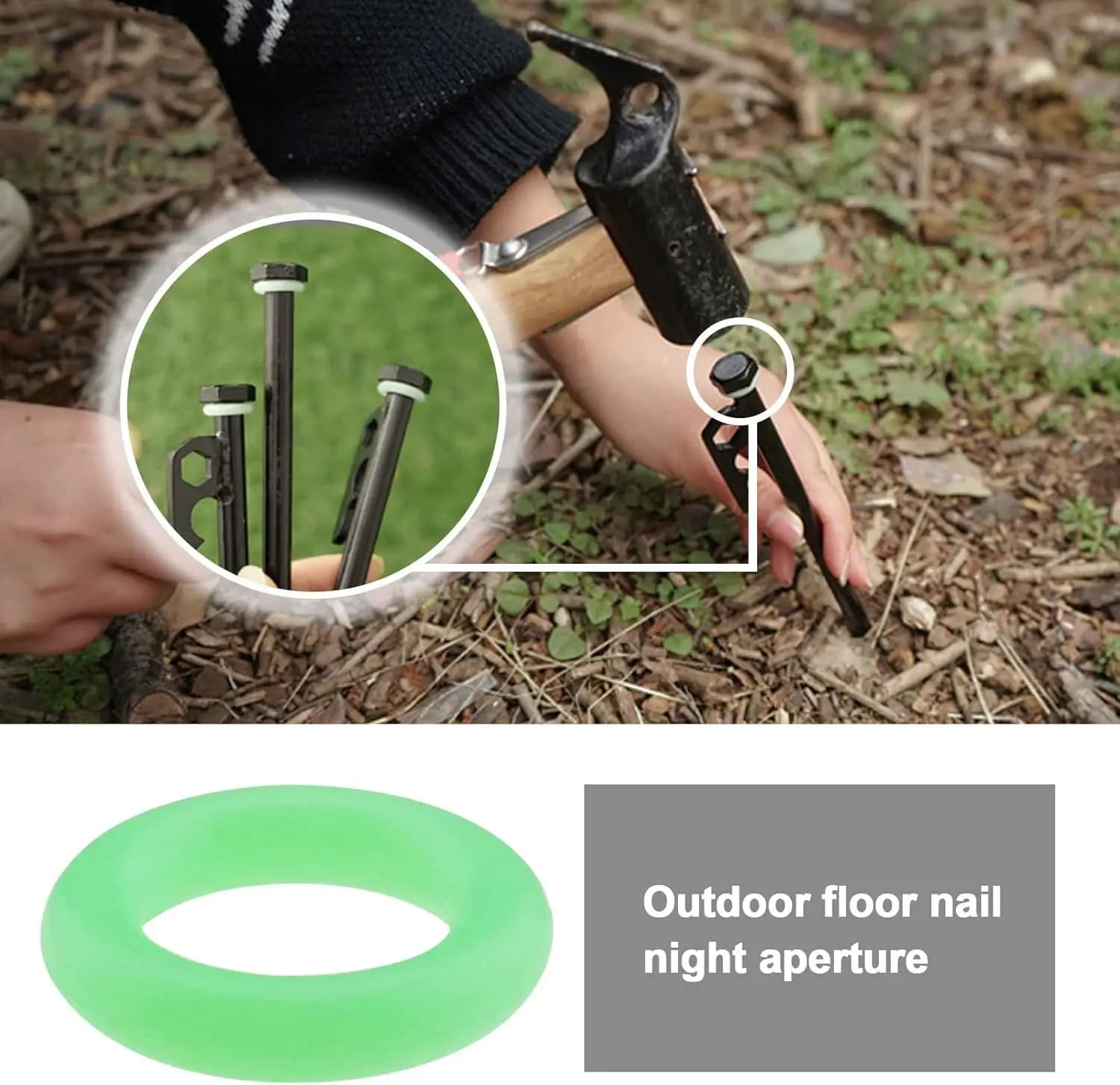 Piquets de tente luminescents silicone vert pour pêche nocturne et camping sécurisé