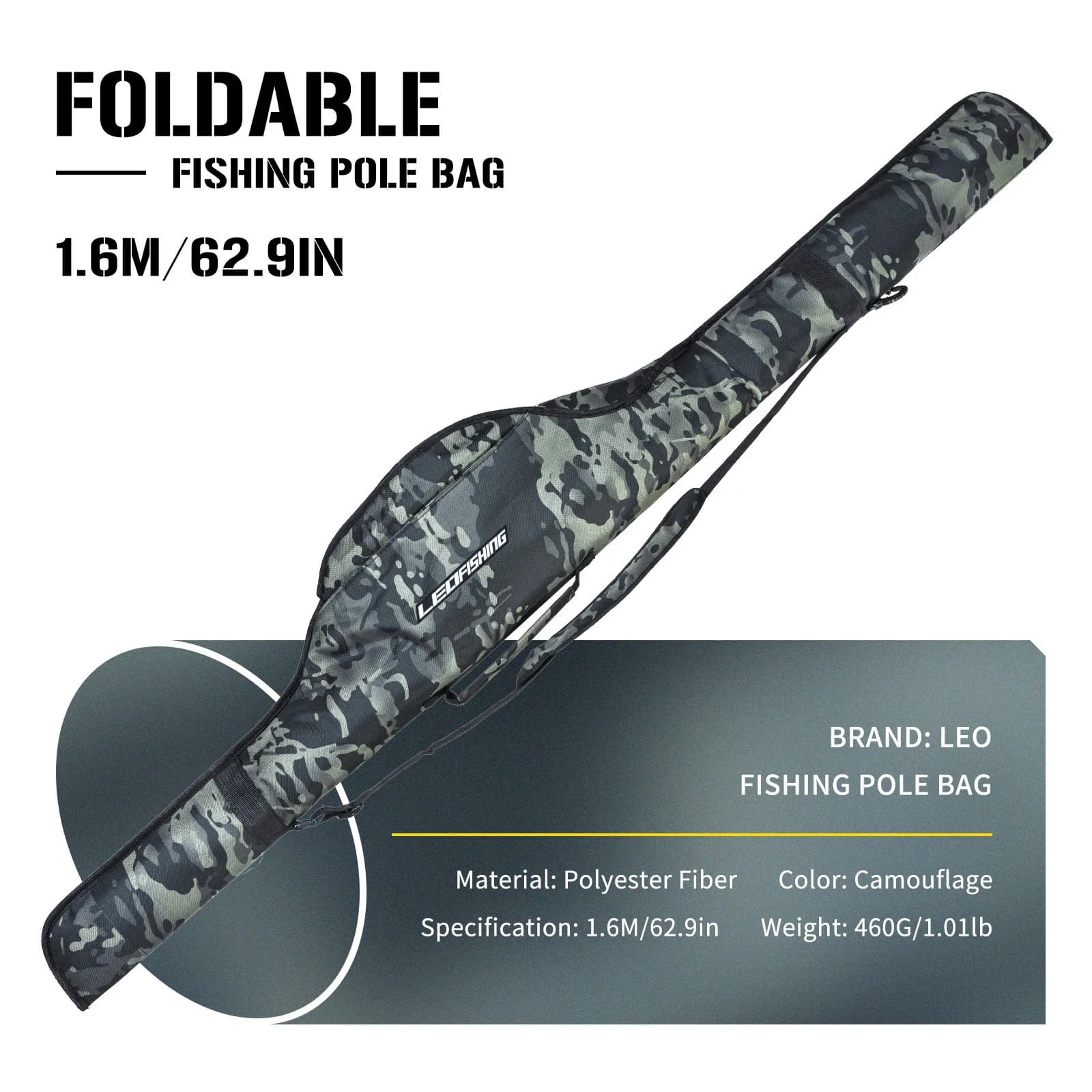 Sac pliable pour cannes à pêche 160cm/140cm/120cm - Transport et rangement portable pour matériel de pêche