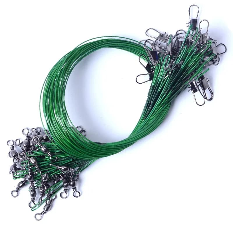 20PCS anti-morsure acier ligne pêche 15cm-30cm avec émerillon, accessoire fil leader olta leadcore