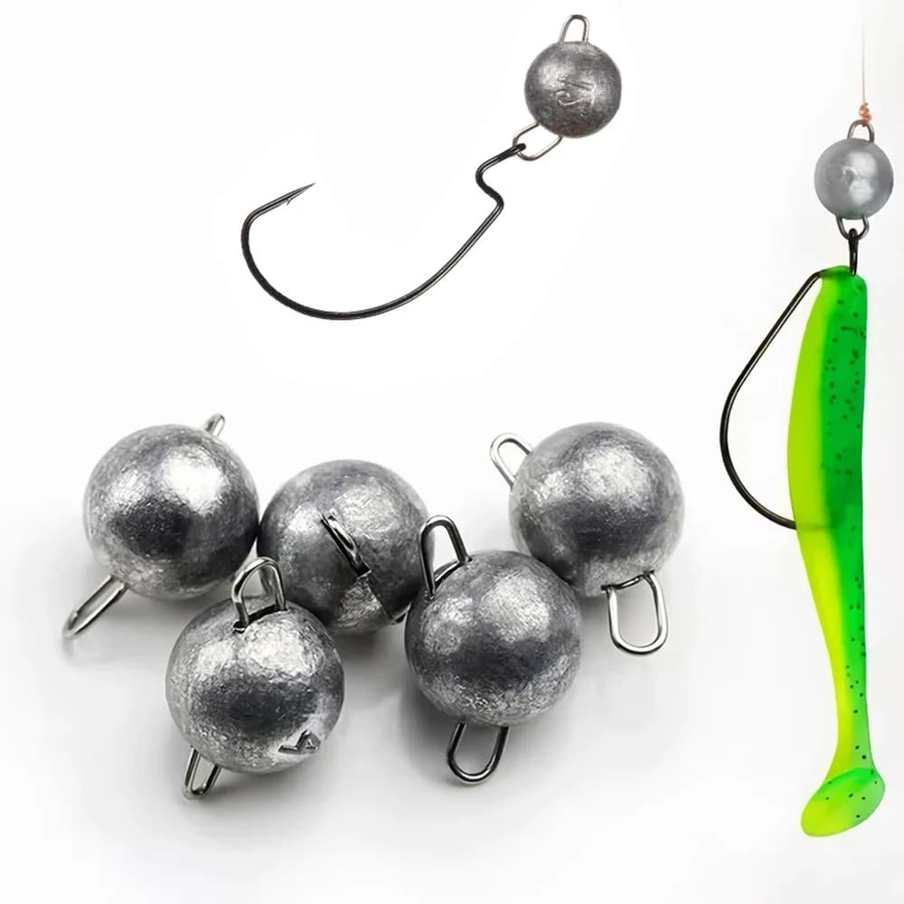 Lot de 5 plombs pêche de 2g à 28g avec émerillon pour pêche profonde et rocheuse