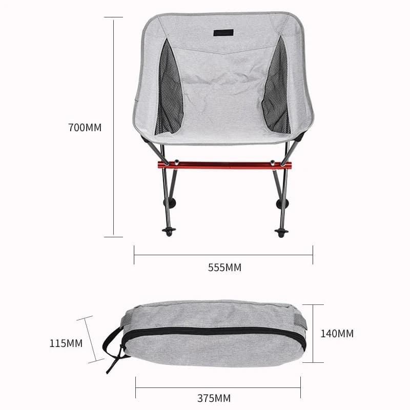 Chaise dossier pliante compacte pêche - Tabouret pliant ultraléger pour camping et pique-nique