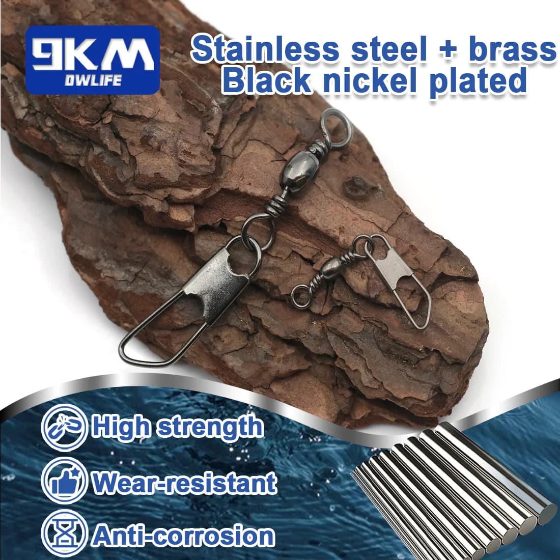 Émerillons à clip de sécurité 50-200 pièces - Émerillons acier inox pour pêche en mer et eau salée