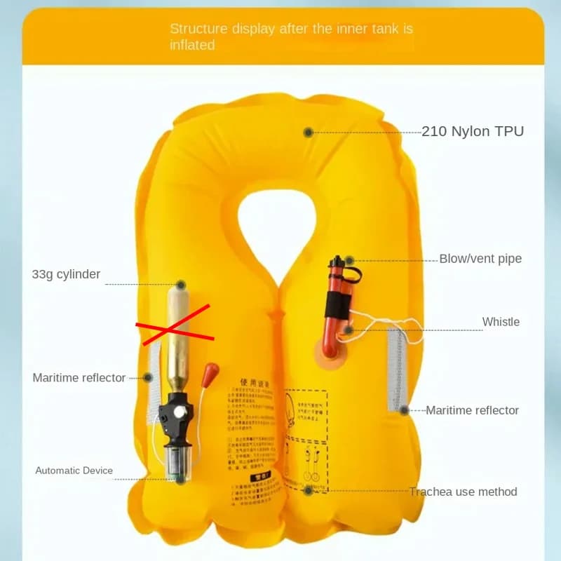 Gilet de sauvetage gonflable manuel automatique pêche mer 150N adulte sécurité nautique natation