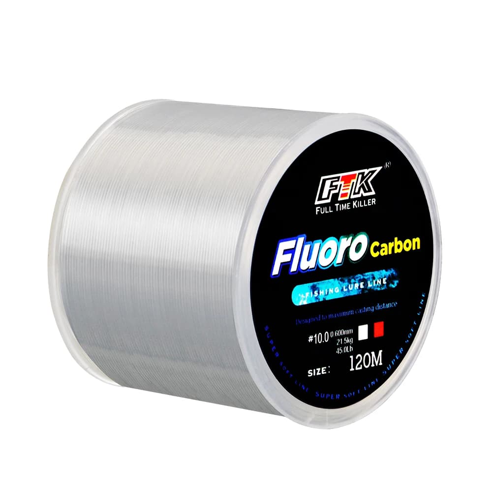 Ligne de pêche fluorocarbone 120M plombée fibre de carbone pour lancer loin et leurres coulants