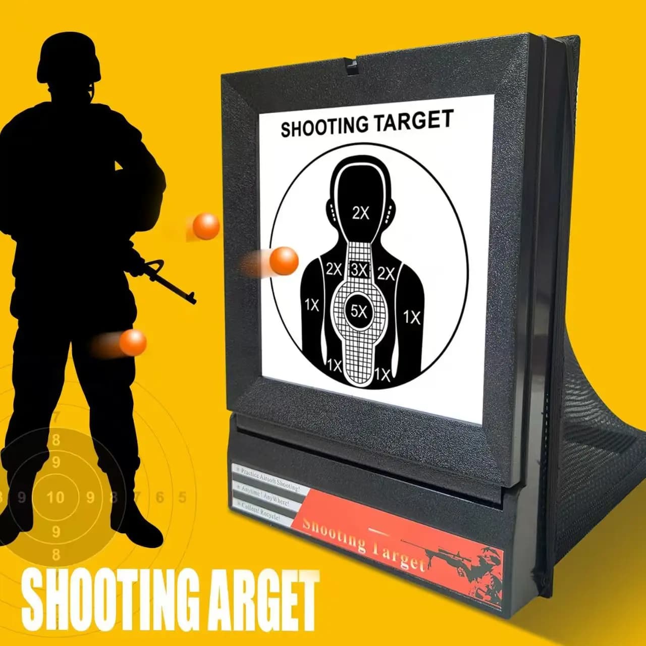 Cible airsoft AA2 filet piège récupération BB plombs portable pliable métal entraînement tir