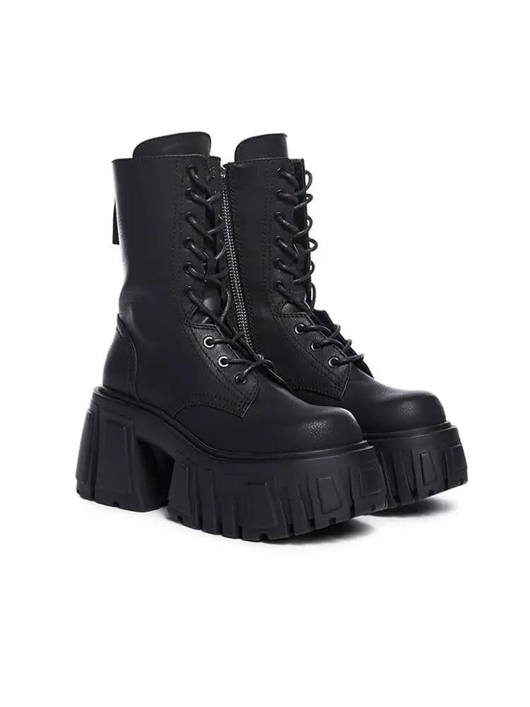 Bottes plateforme talon haut compensé femmes automne hiver cheville épaisse style comique pêche
