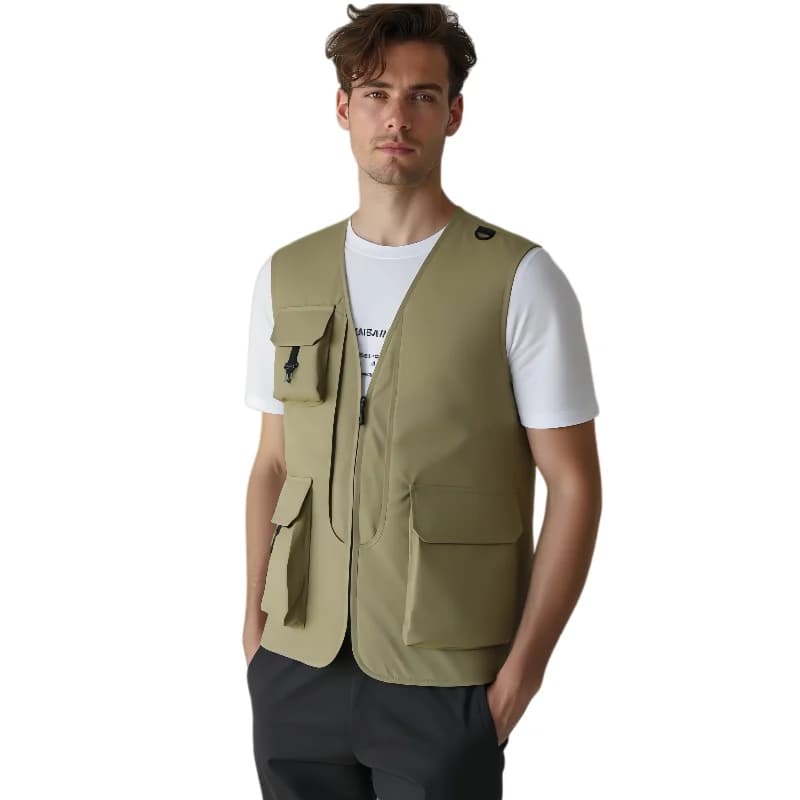 Veste sans manches pêche photographe multi-poches respirante automne 2025 pour hommes
