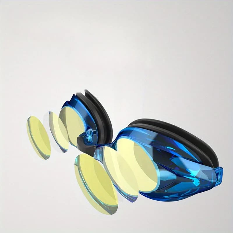Lunettes de natation platées anti-buée waterproof - Homme femme adulte - Vision plate lumière tamisée